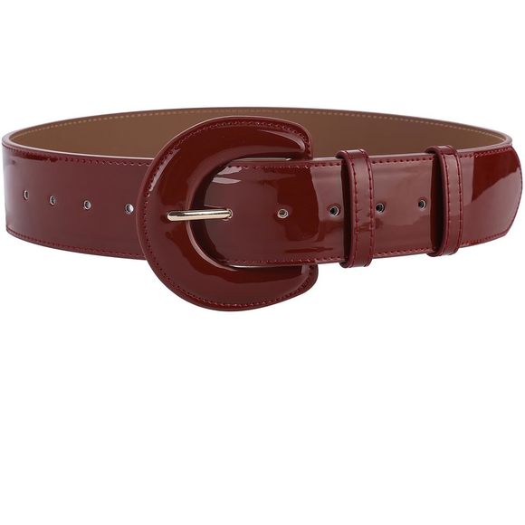 Wide Patent Leather Belt For Women Vintage Waistband Bright Belts For Jeans⭐️ - Picture 1 of 4
